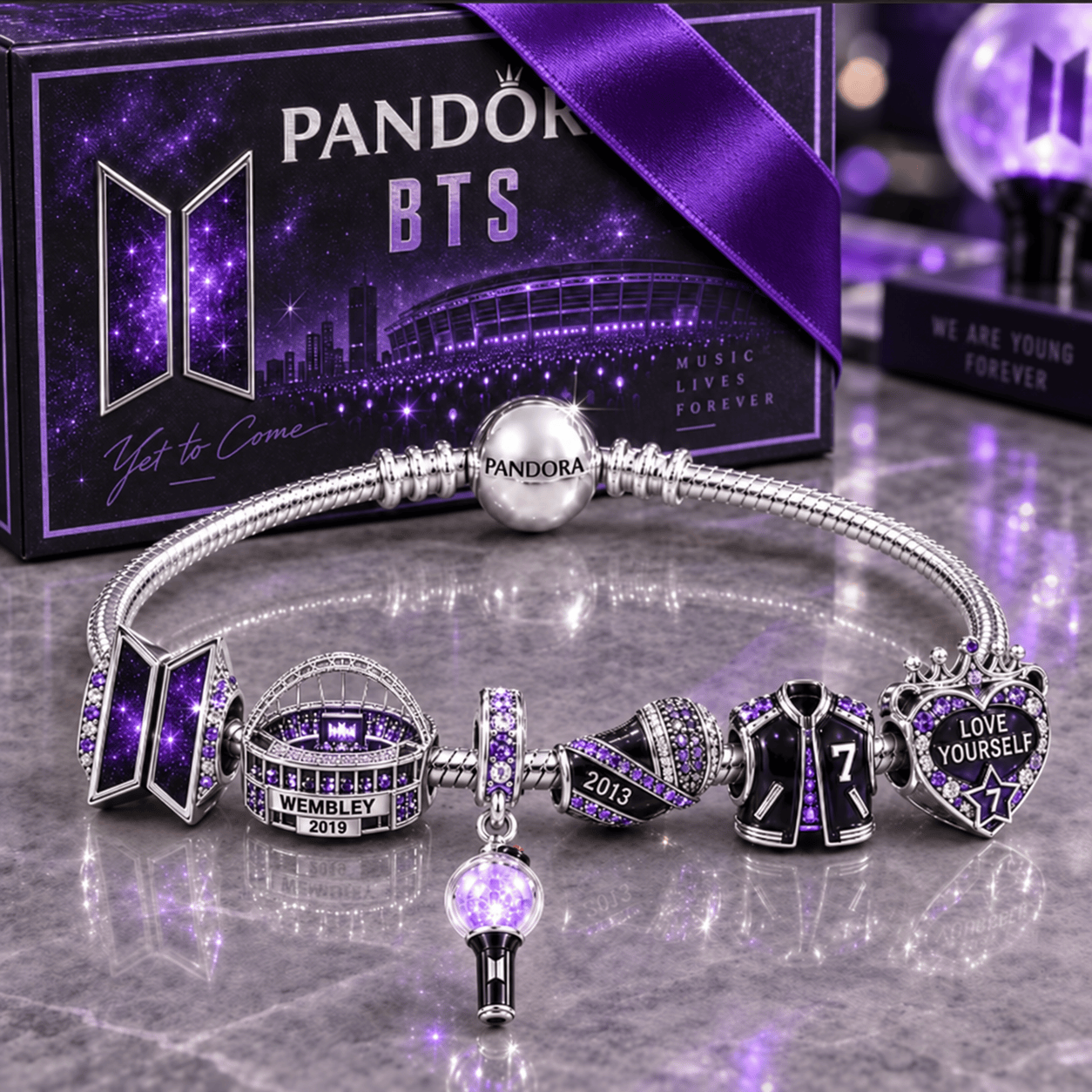 BTS Silver Charm Bracelet Set NTVA