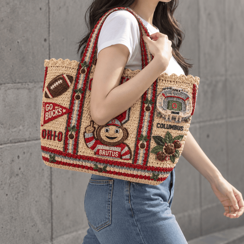 OSB Straw-Style Embellished Tote Bag HTTT