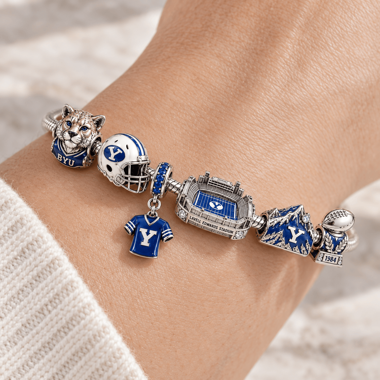 BYU Silver Charm Bracelet Set PTKL