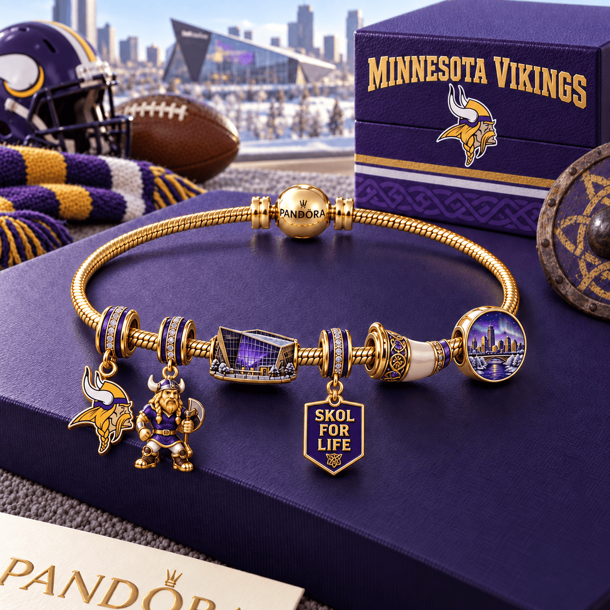 MNV Gold Charm Bracelet Set HQH
