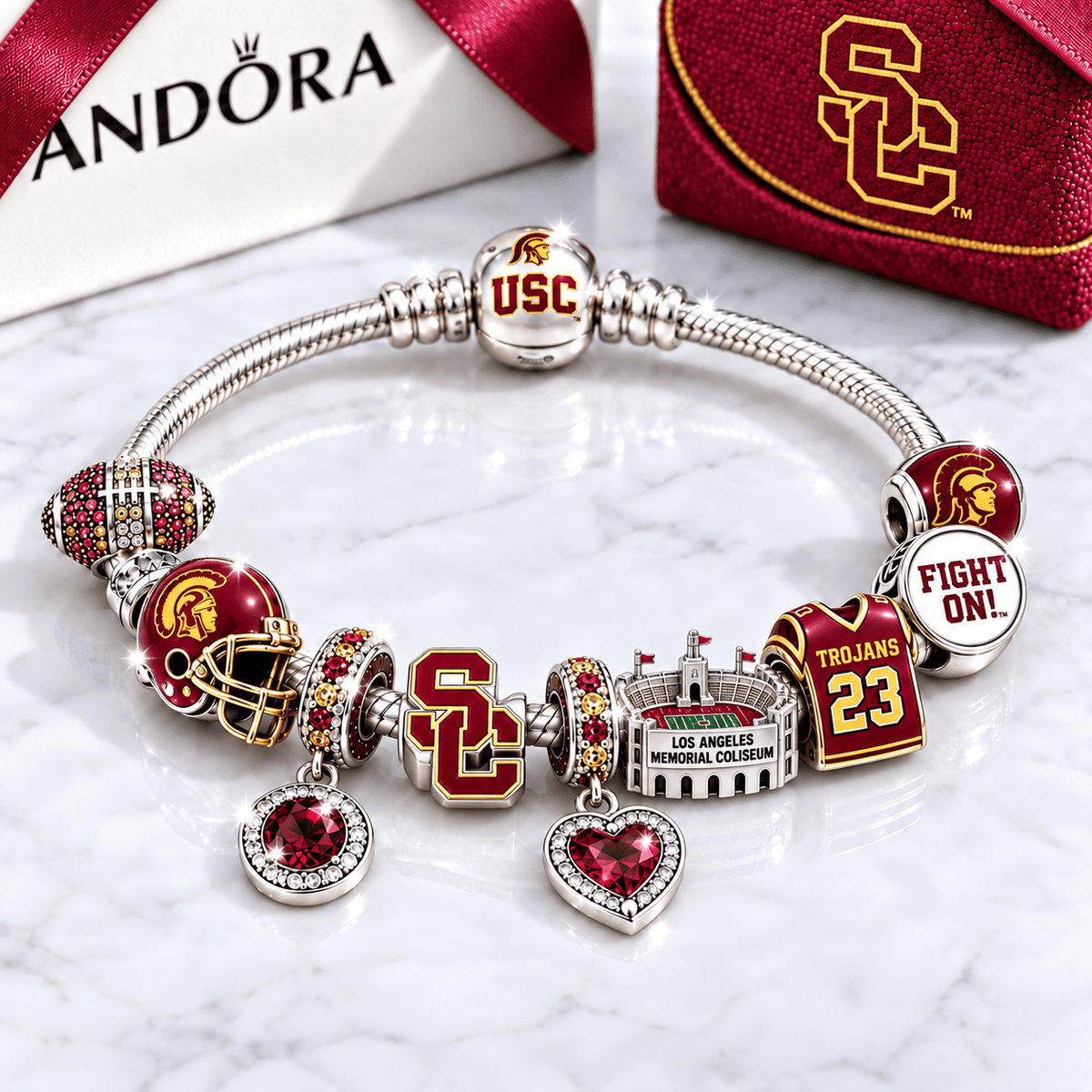 USC Silver Charm Bracelet Set BMD
