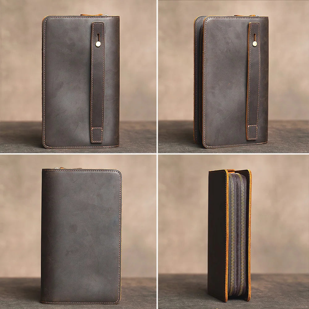Men Genuine Leather Clutch Bag Cowhide Large Capacity Men Wallets Cell Phone Pocket Passcard Pocket High Quality Wallet For Men
