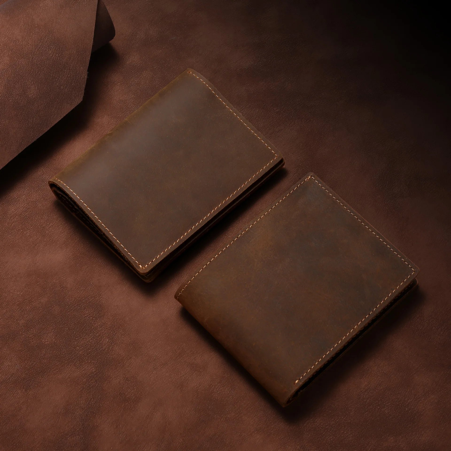 Men's Cowboy Genuine Natural Crazy Horse Leather Bifold Wallet Ultra Slim Vintage Multiple Card Holder Man Purses
