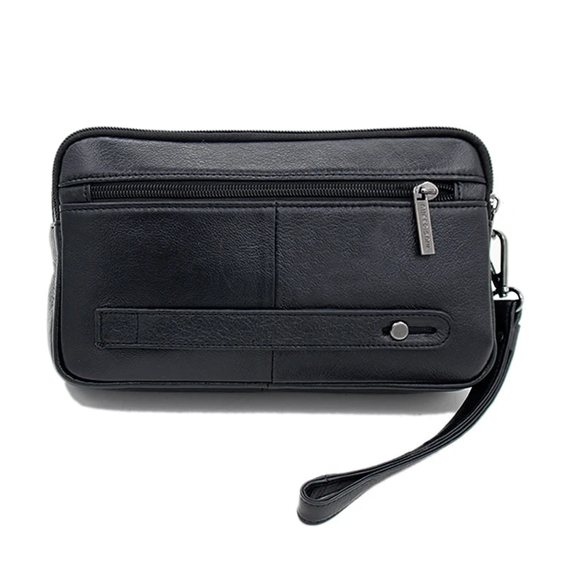Men's Genuine Leather Cowhide Clutch Bag Casual Male Wrist Handbag Cell Phone Card Holder Purse Wallet Business Handy Bags